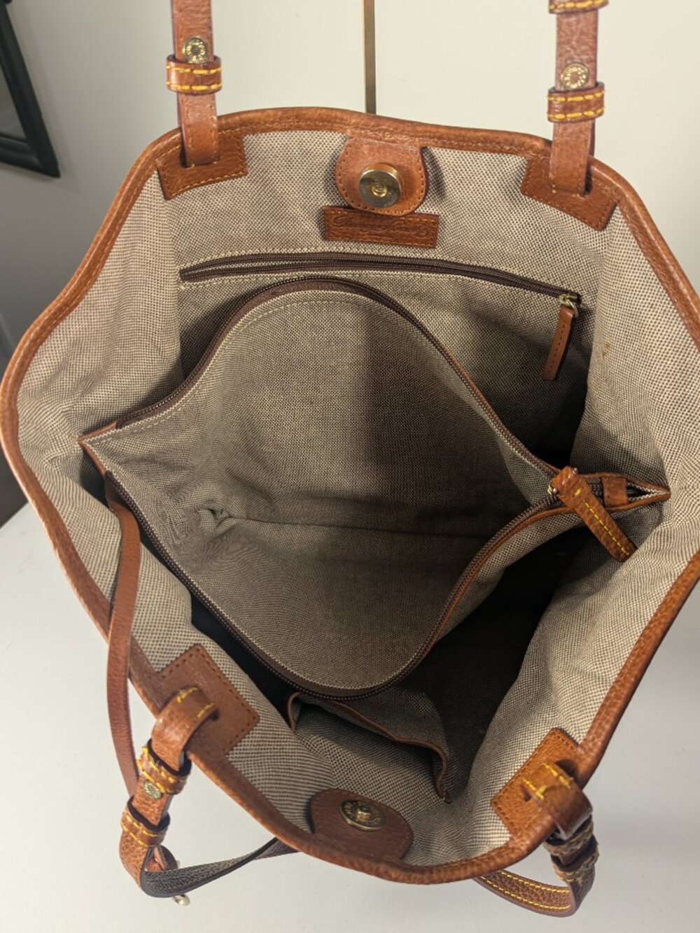 Dooney & Bourke Brown Suede Tote Bag - Picture 8 of 14